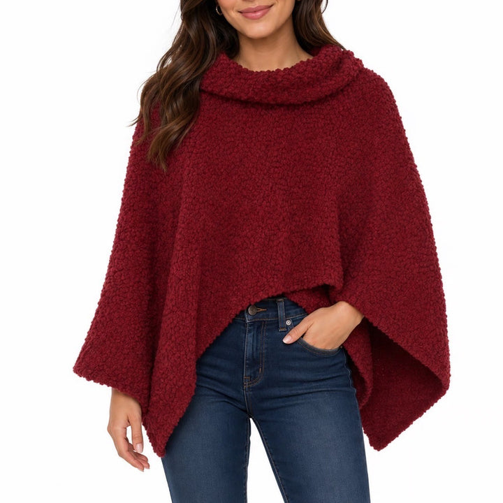 Romeo + Juliet Couture Burgundy Popcorn Knit Cowl Neck Poncho Sweater Small
