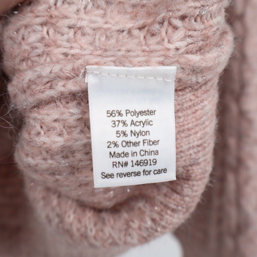 LC Lauren Conrad Pink Cable Knit Metallic Sparkle Sweater Size Large