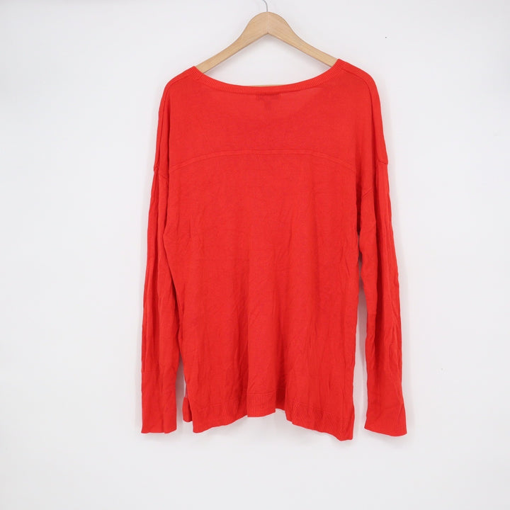 Calvin Klein Jeans Womens XL Red Graphic CK Logo Rayon Knit Pullover Sweater