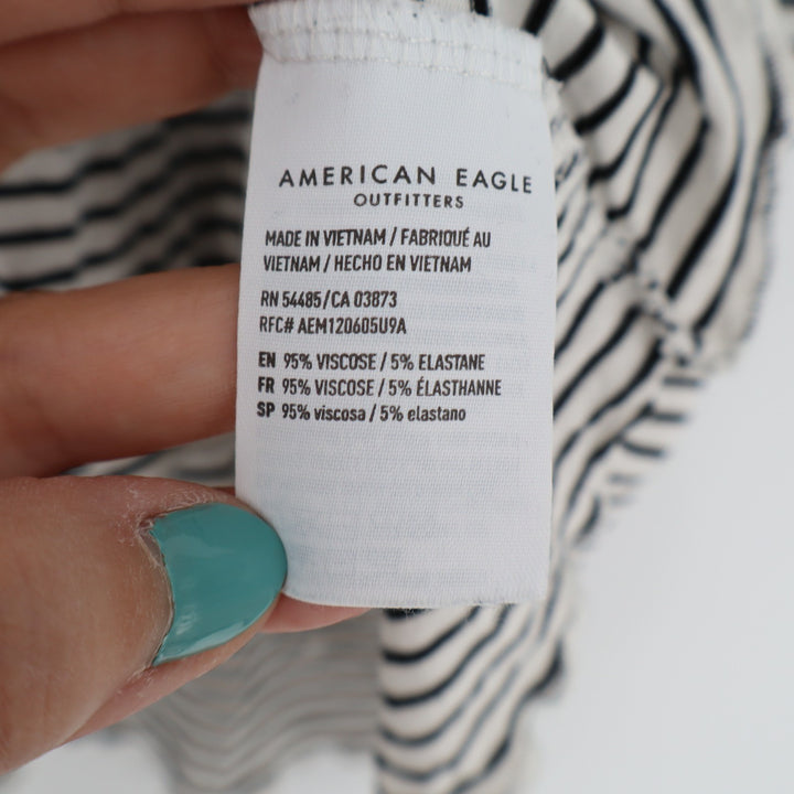American Eagle Outfitters Soft & Sexy Tank Top Womens Medium White Black Striped