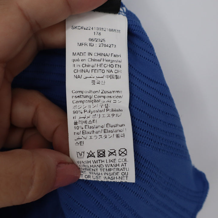 Shein Womens Blue Plisse Pleated Halter Top Silver Ring Detail XS