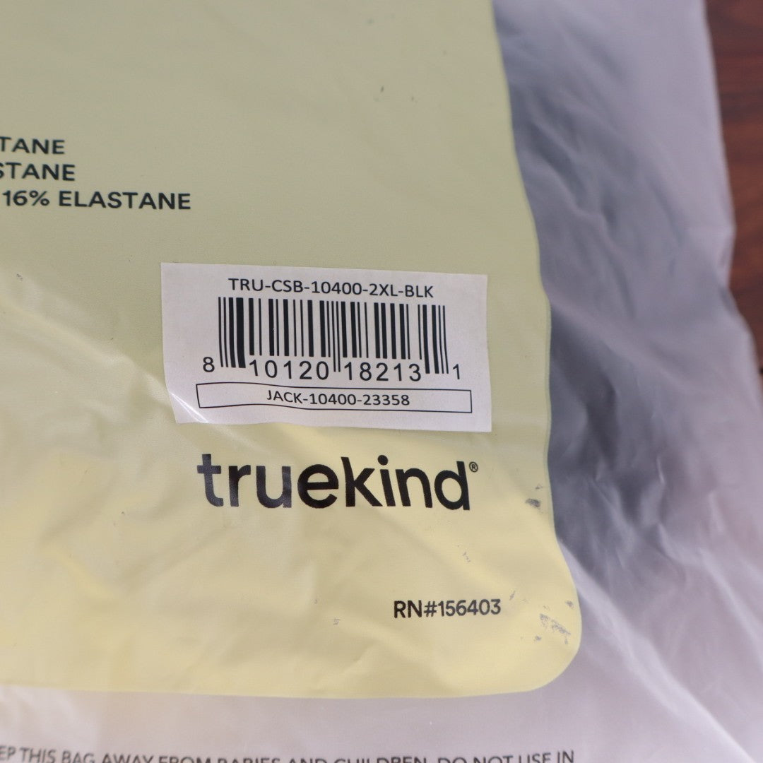 Truekind Convertible Strapless Bandeau Bra Womens 2XL Black Stretch Wireless