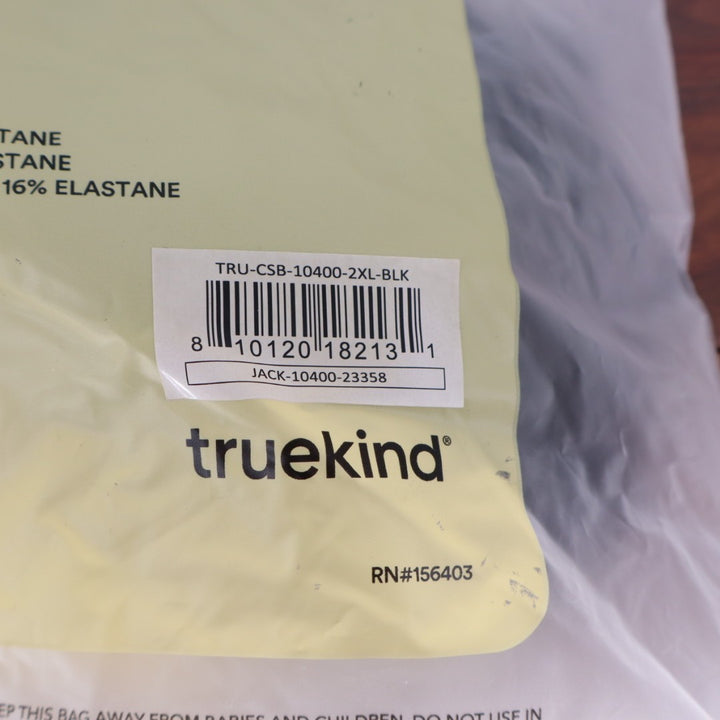 Truekind Convertible Strapless Bandeau Bra Womens 2XL Black Stretch Wireless