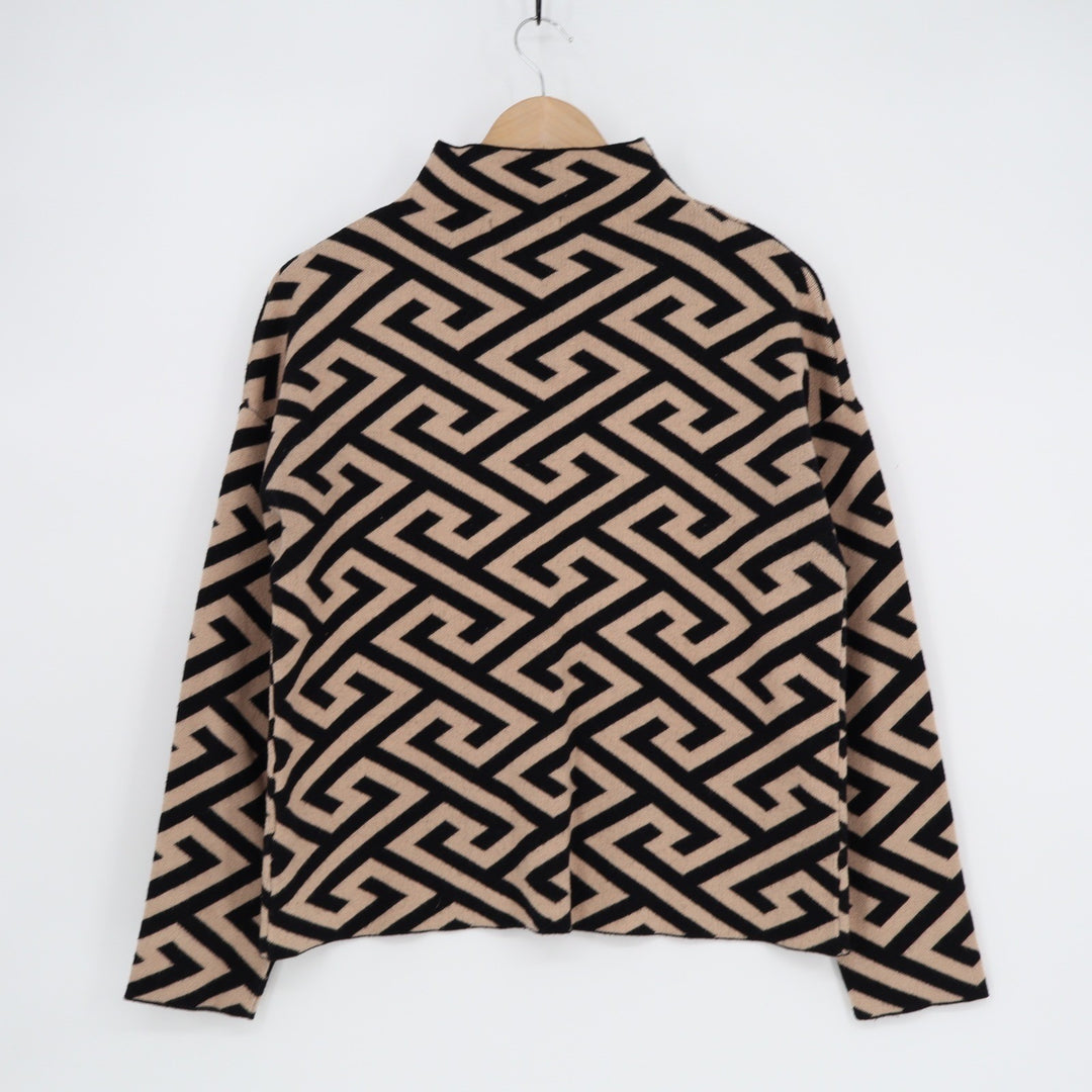 Philosophy Republic Clothing Womens Mock Neck Geometric Greek Key Sweater Tan M