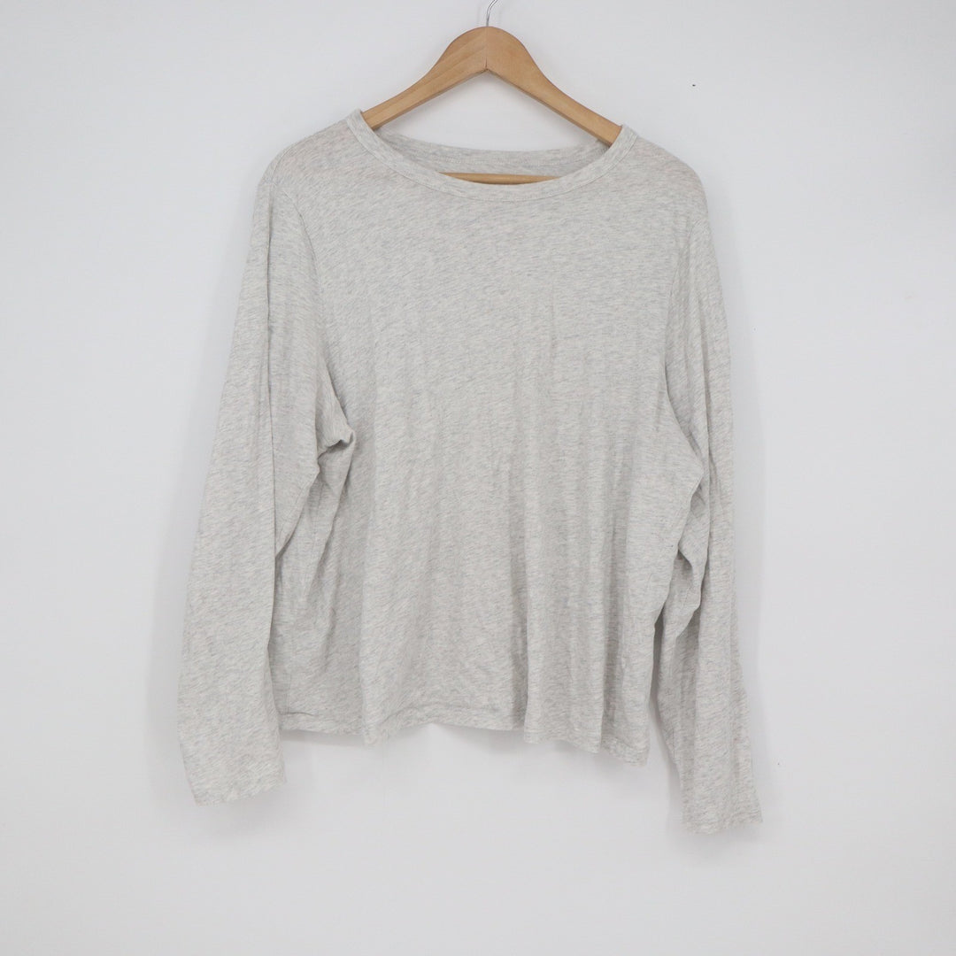 Old Navy Everywear Womens XL Heather Grey Cotton Long Sleeve Crew Neck Tee Shirt