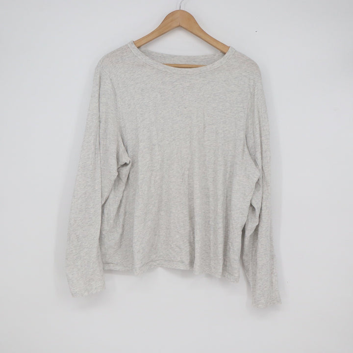 Old Navy Everywear Womens XL Heather Grey Cotton Long Sleeve Crew Neck Tee Shirt