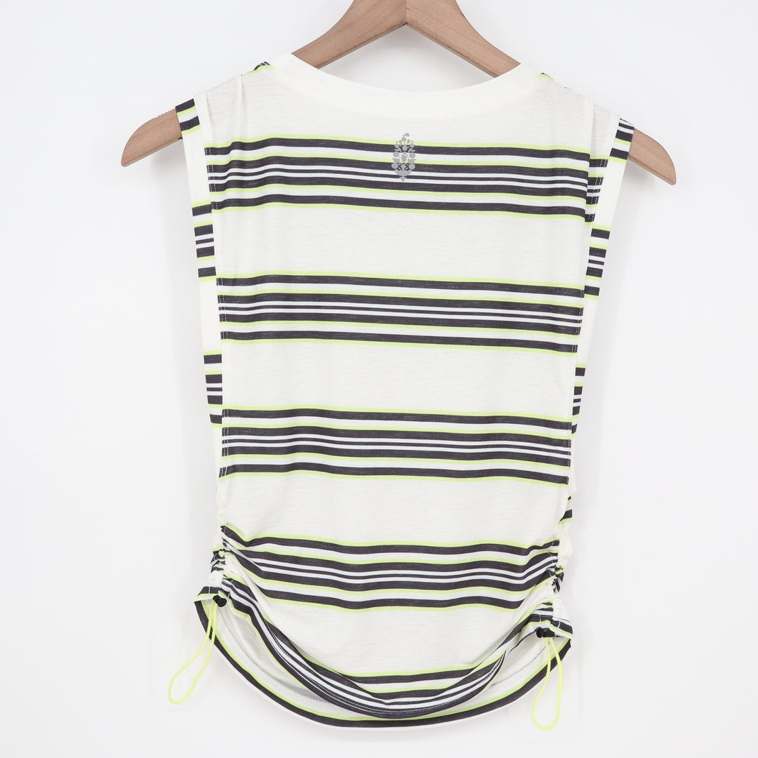 FP Movement Wave Stripe Muscle Tank Black Combo Neon Ruched Side Top Small