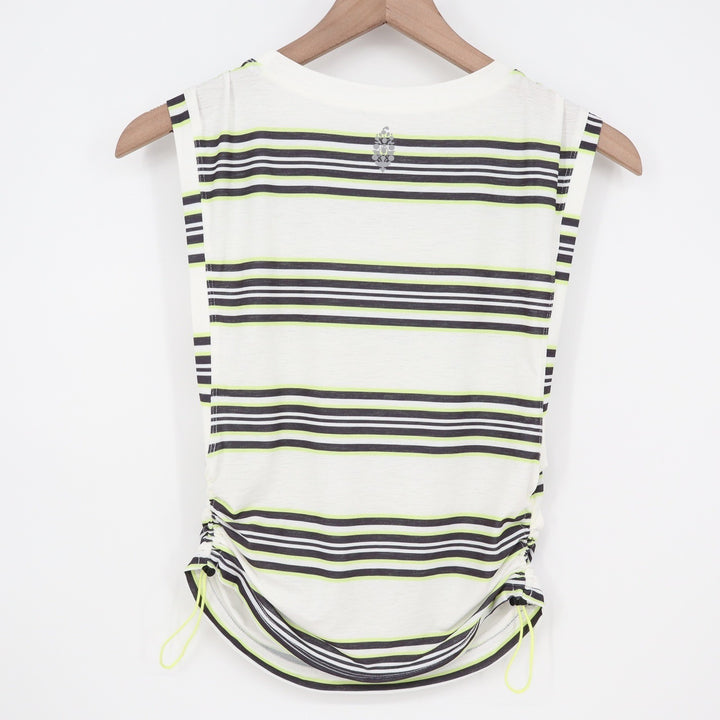 FP Movement Wave Stripe Muscle Tank Black Combo Neon Ruched Side Top Small