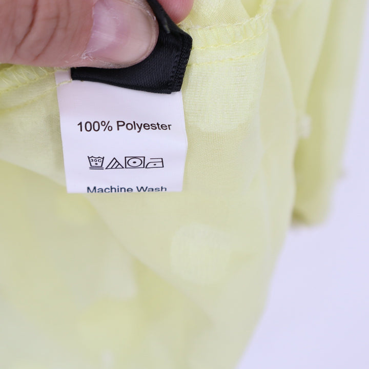 Shein Curve Yellow Swiss Dot Peplum Blouse Long Sleeve Plus Size 2XL