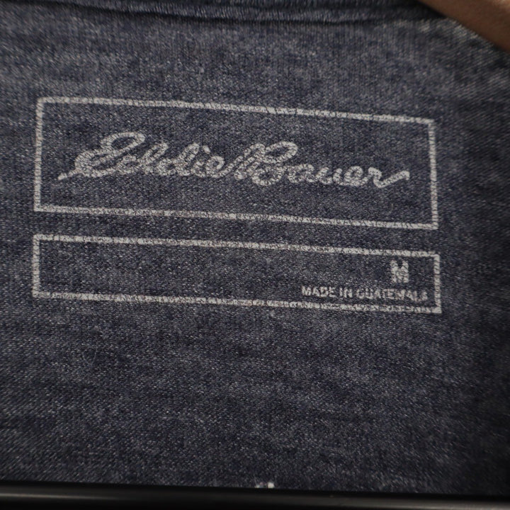 Eddie Bauer Mens V Neck Color Block T Shirt Blue Gray Stripes Size M