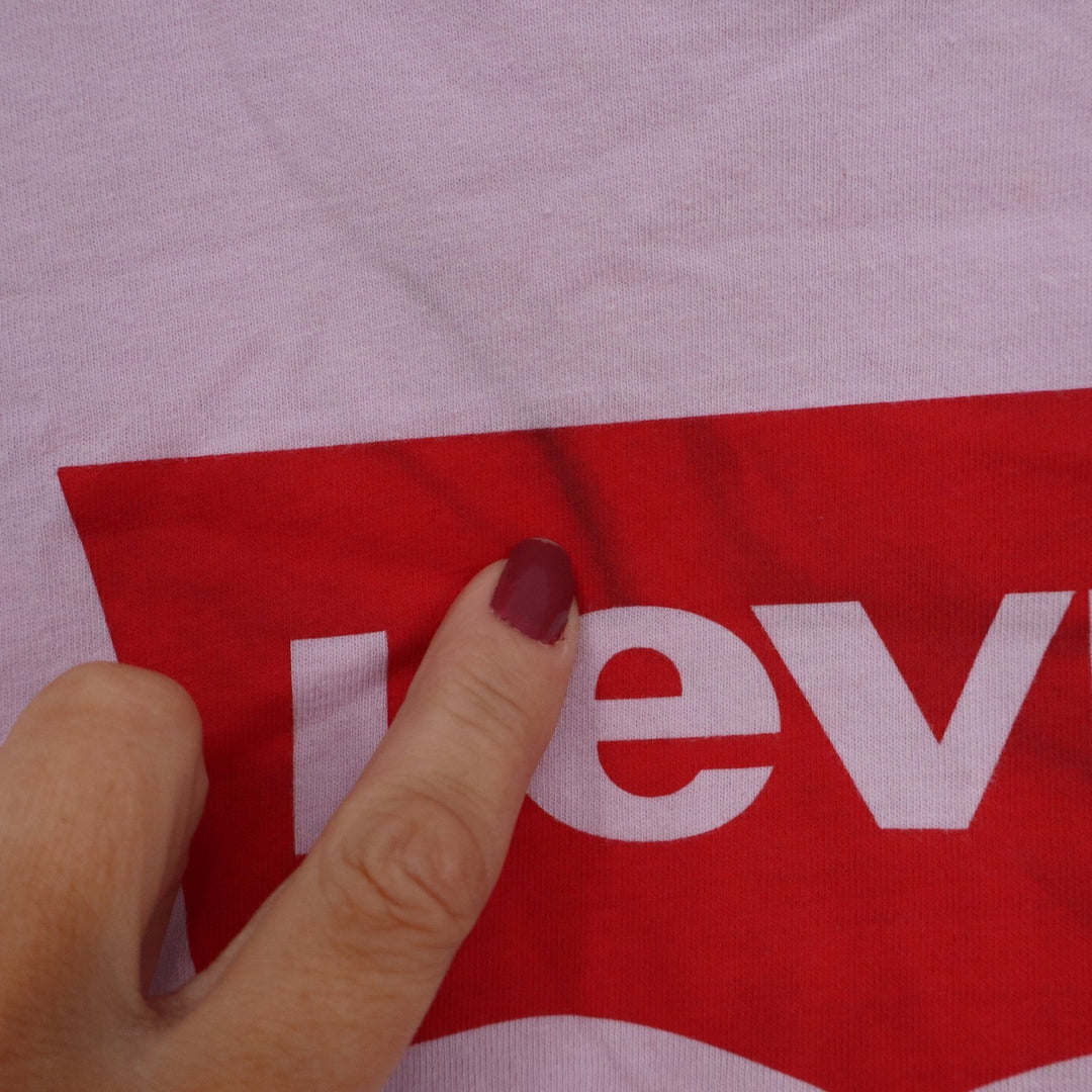 Levis Womens Batwing Logo Graphic T-Shirt Pink Short Sleeve Crew Neck Small