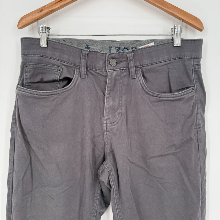 Izod Jeans Mens 32x32 Gray Denim Cotton Straight Leg Stretch Logo Regular Fit