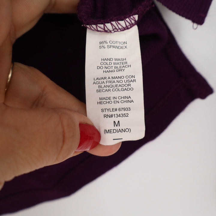 Ambiance Womens Ribbed Turtleneck Top Purple Long Sleeve Slim Fit Size M
