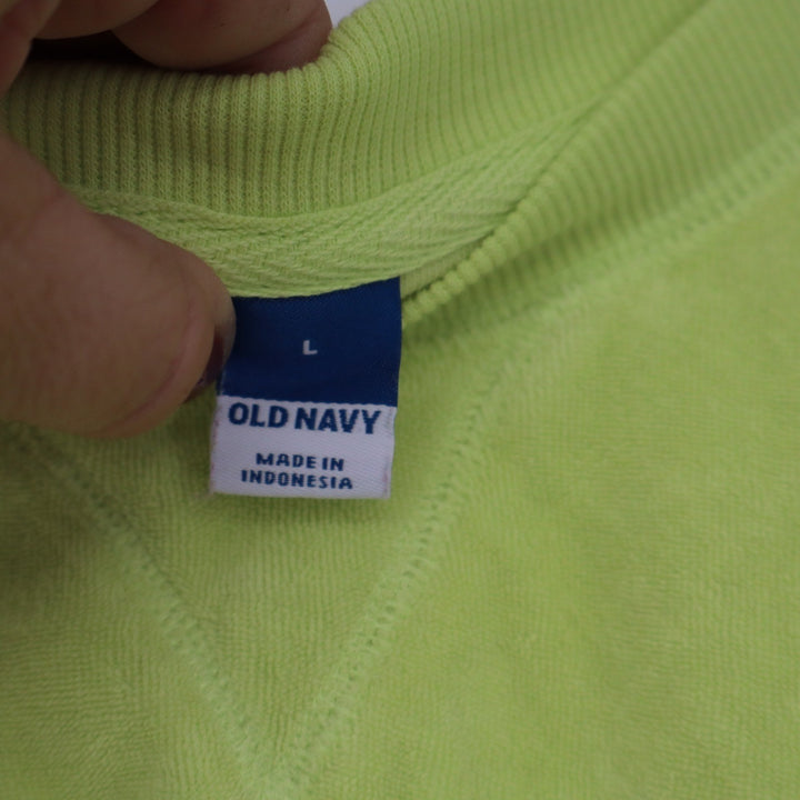 Old Navy Mens Lime Green Terry Cloth Lounge Set Sweatshirt & Shorts Size L
