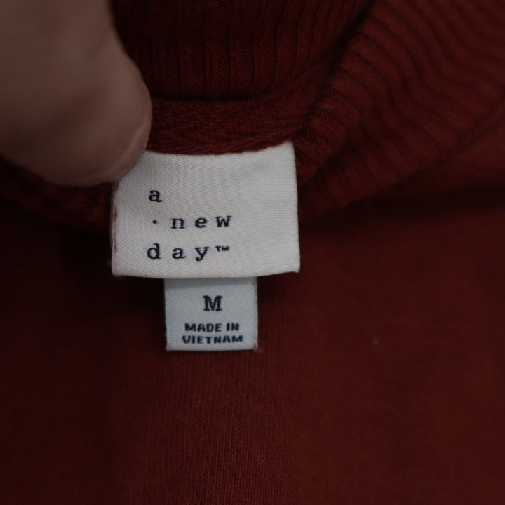 A New Day Womens Rust Red Mock Neck Sweatshirt Pullover Size M Cotton Blend