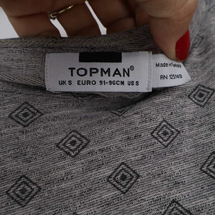 Topman Mens Gray Geometric Diamond Print Short Sleeve T-Shirt Size S