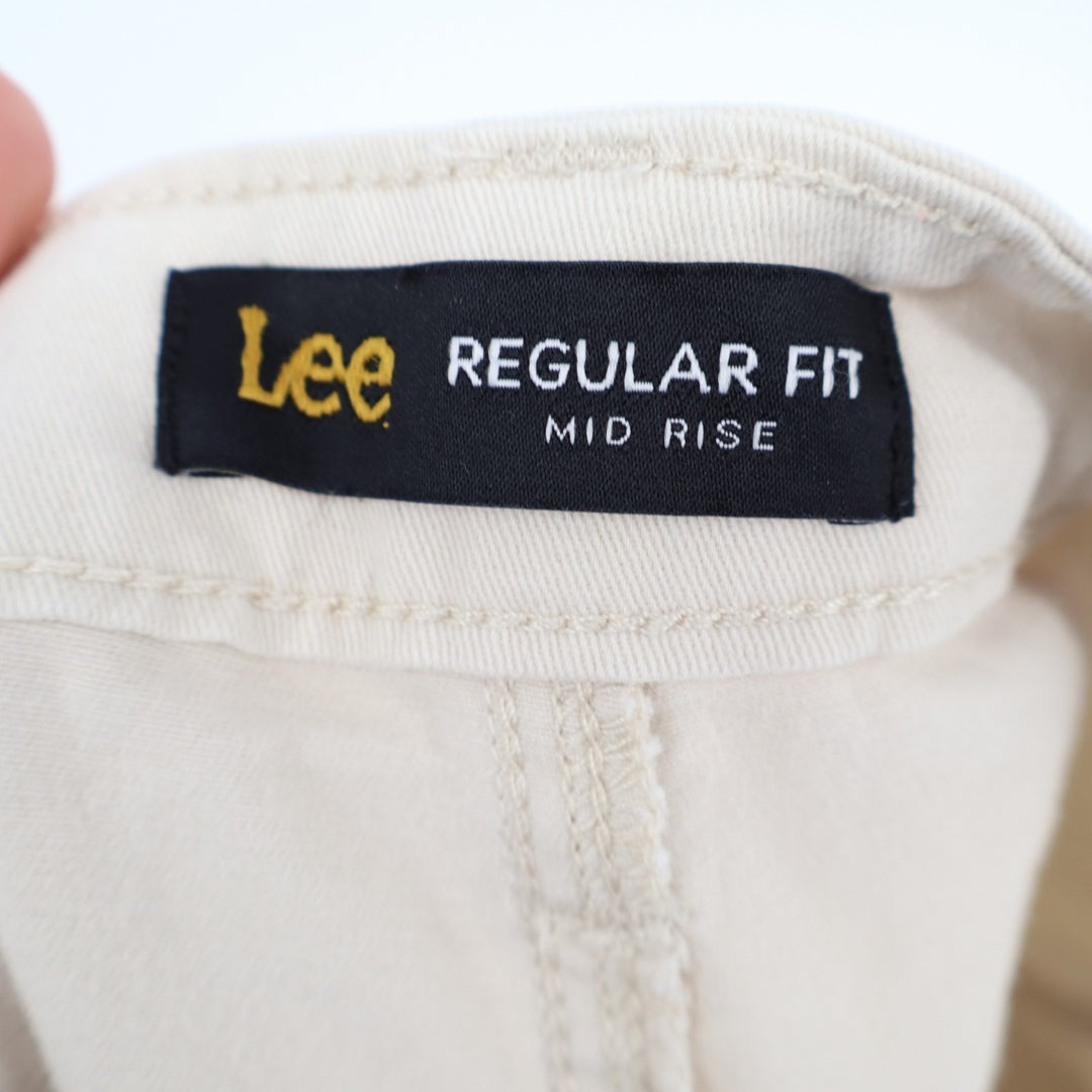 Lee Chino Shorts Womens White Zip Fly Patch Pockets Regular Fit Mid Rise