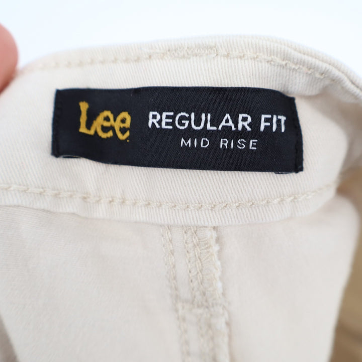 Lee Chino Shorts Womens White Zip Fly Patch Pockets Regular Fit Mid Rise