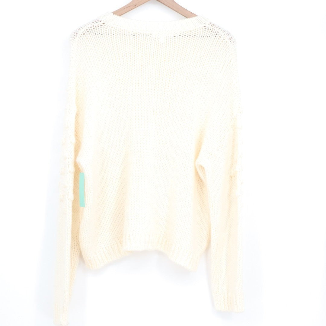 Abound Sweater Women XL Cream Knit Textured Round Neck Long Sleeve Street Wear