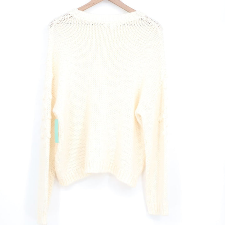 Abound Sweater Women XL Cream Knit Textured Round Neck Long Sleeve Street Wear