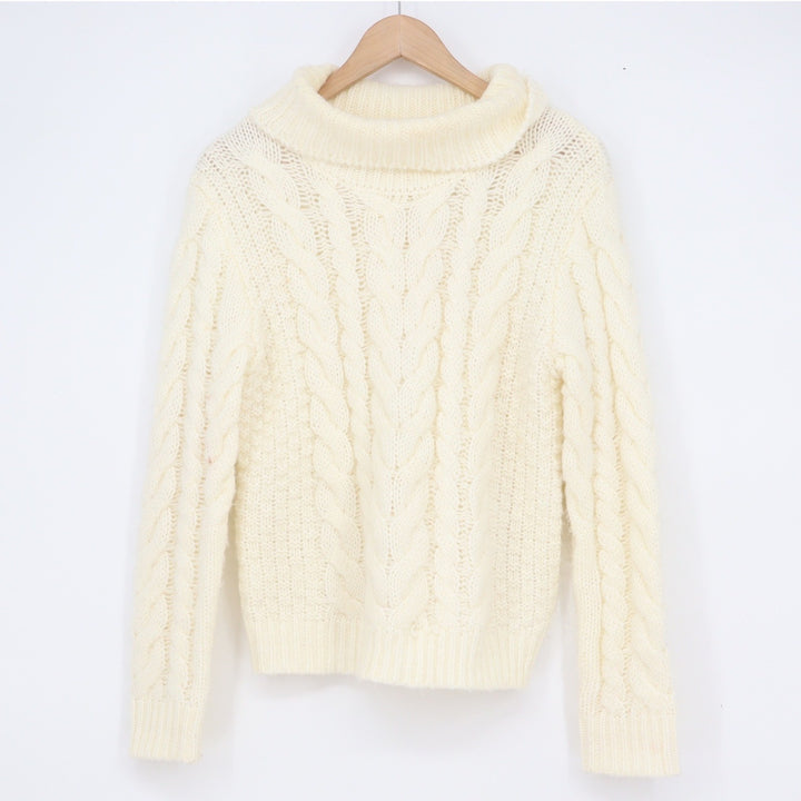Harper Heritage Cream Cable Knit Turtleneck Sweater Womens Small