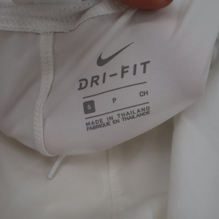 Nike Dri-FIT Mens Small Off White Cream Athletic Training Shorts Black Swoosh