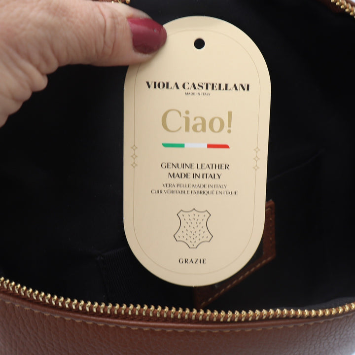 Viola Castellani Crossbody Bag Womens OS Italian Leather Cognac Belt Bag NEW
