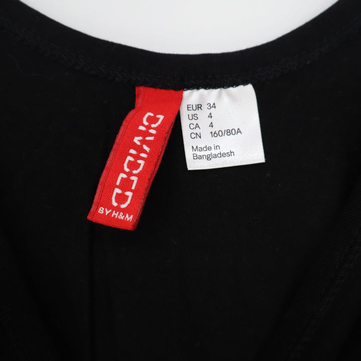 Divided by H&M Womens Black Scoop Neck Cotton Blend Tank Top Size 4 Slim Fit