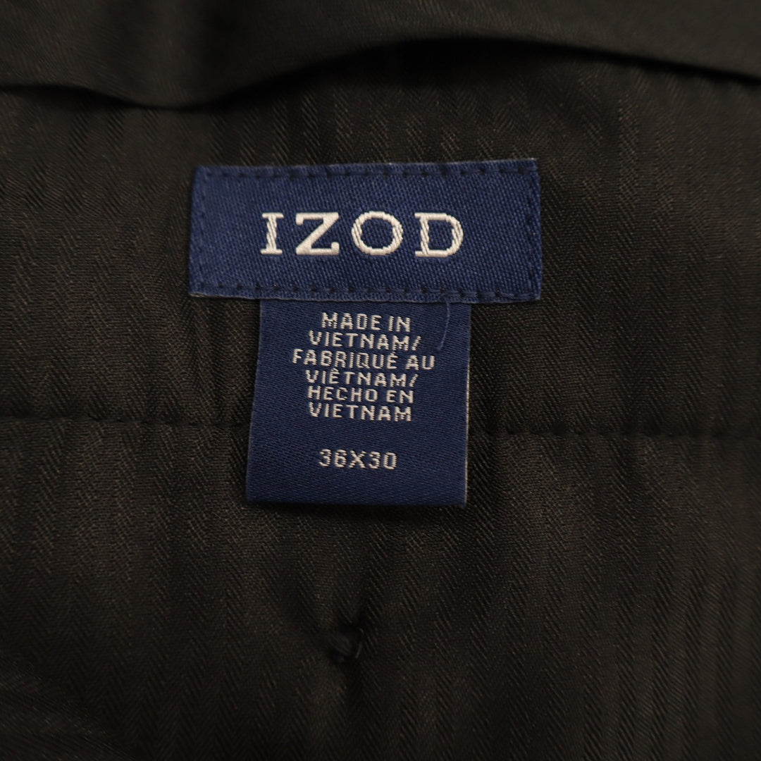 IZOD Dress Pants Mens 36x30 Straight Leg Black Flat Front Excellent