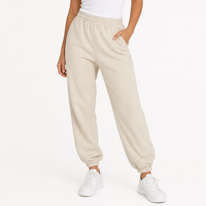 Forever 21 Womens Large Cream Beige Jogger Sweatpants High Rise Elastic Waist L