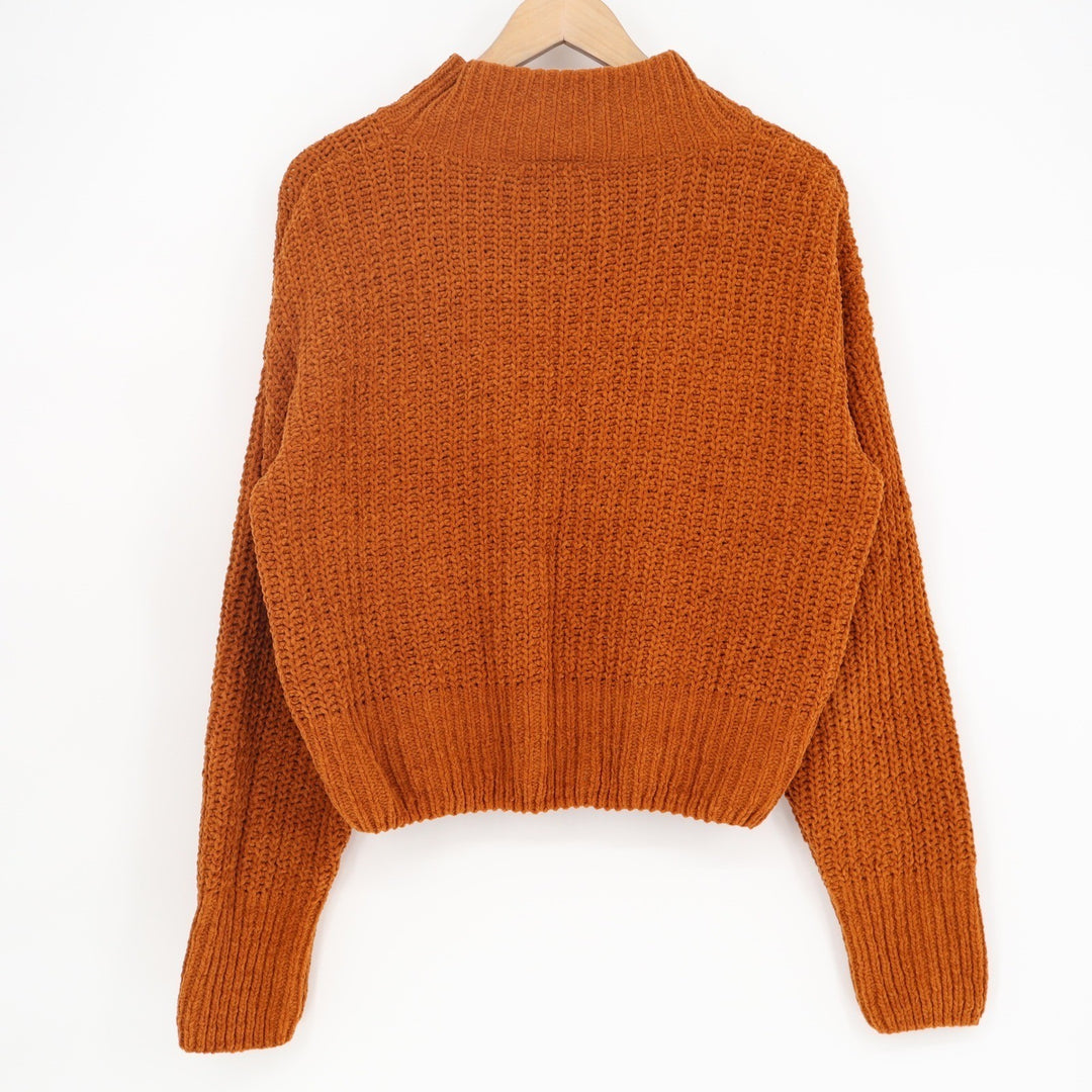 Double Zero Burnt Orange Mock Neck Chunky Shaker Knit Sweater Womens Size L