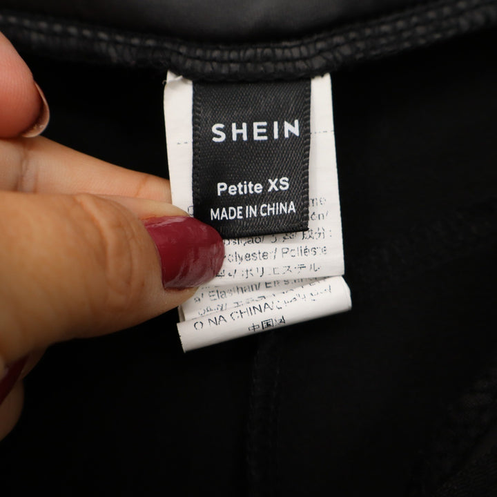 SHEIN Pants Women Petite XS Faux Leather Skinny Black Coated Stretch Excellent
