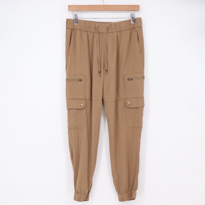 Banana Republic Jogger Womens S Cargo Utility Tan Khaki Lyocell Elastic