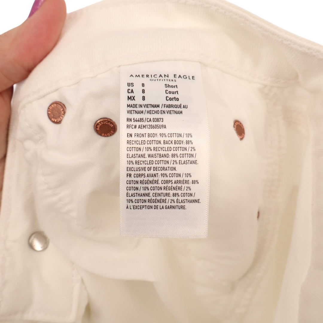 American Eagle Outfitters Strigid Crop Jeans Womens 8 Short White Denim Wide Leg