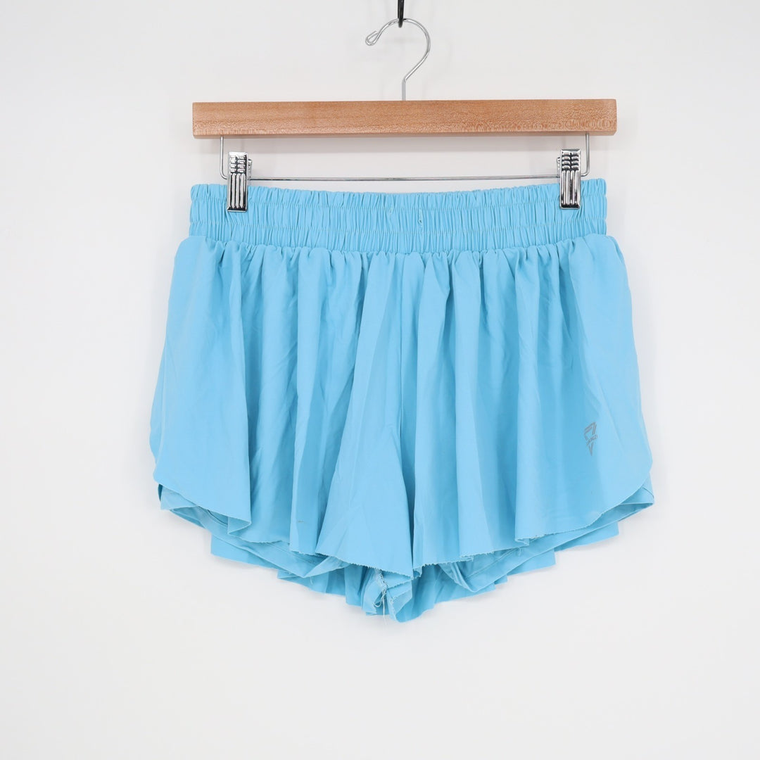 Luogongzi Athletic Shorts Womens XL Blue Elastic Waist Running, Tennis, Golf