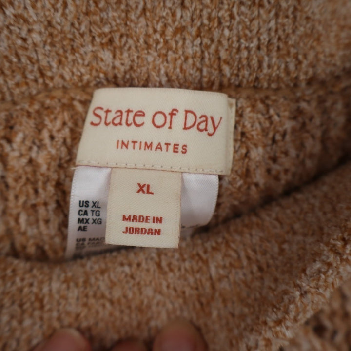 State of Day Intimates 2-PC Pajamas Set Womens XL Beige Open Knit Sleepwear