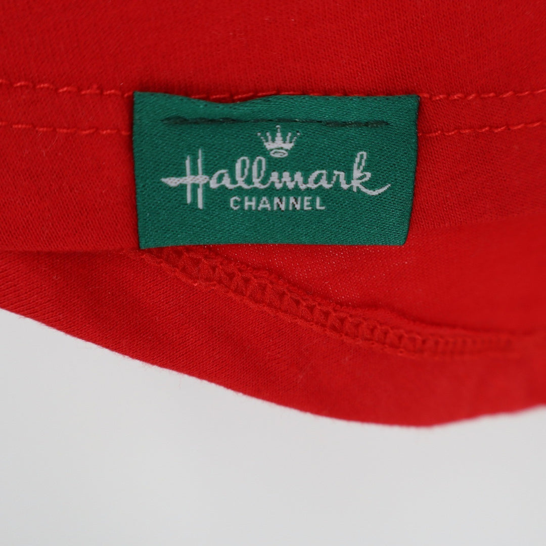 Hallmark Channel Womens Red Graphic T-Shirt Christmas Movie Watching Shirt Med