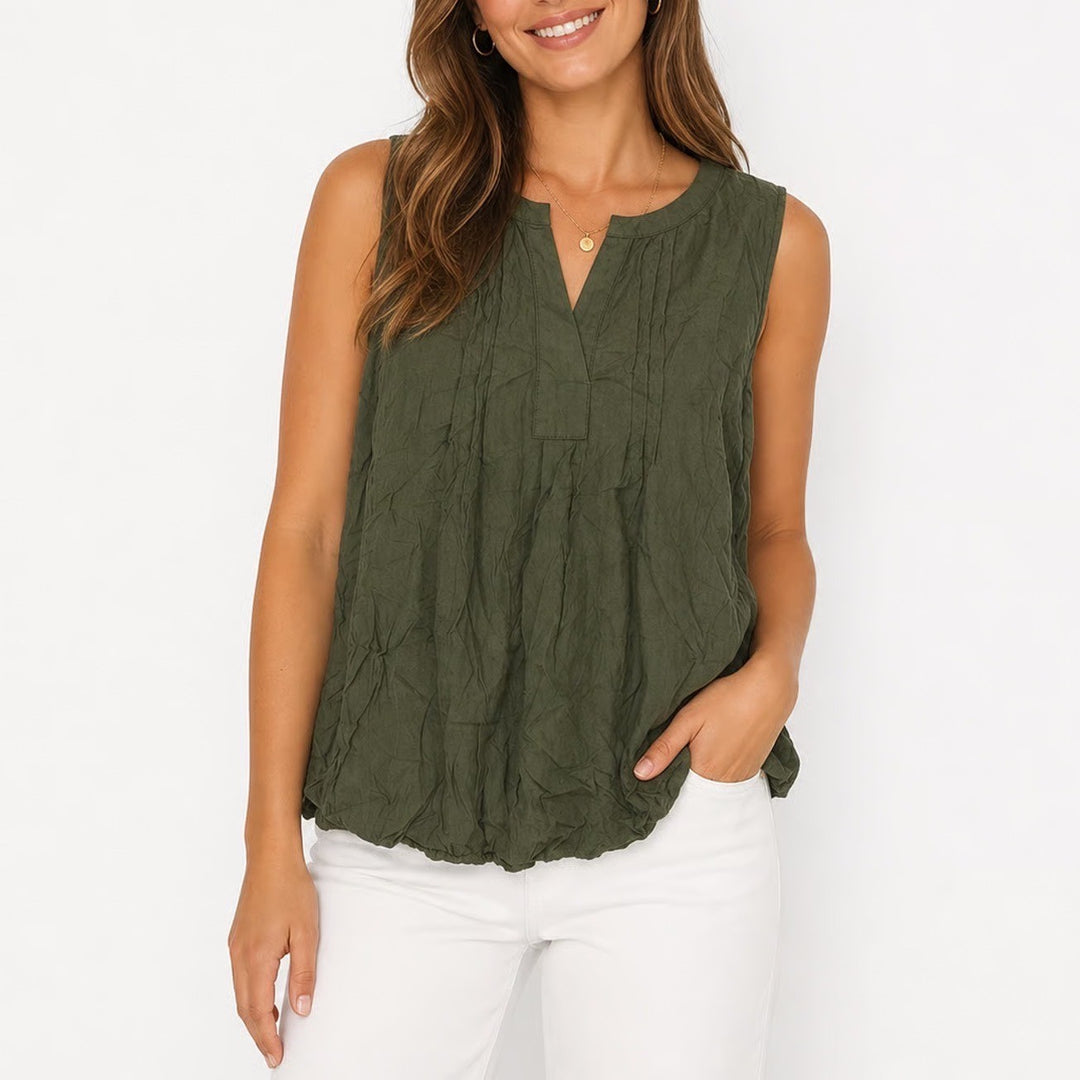Croft & Barrow Womens Plus 2X Olive Green Dobby Dot Sleeveless Blouse Top Rayon