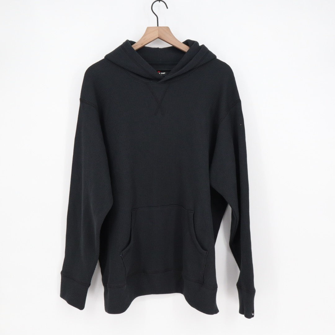 American Giant Summit Hoodie Mens 2XL Black Cotton Waffle Knit Kangaroo Pocket