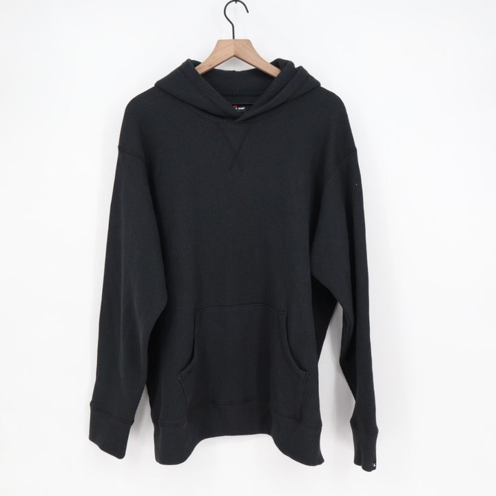 American Giant Summit Hoodie Mens 2XL Black Cotton Waffle Knit Kangaroo Pocket
