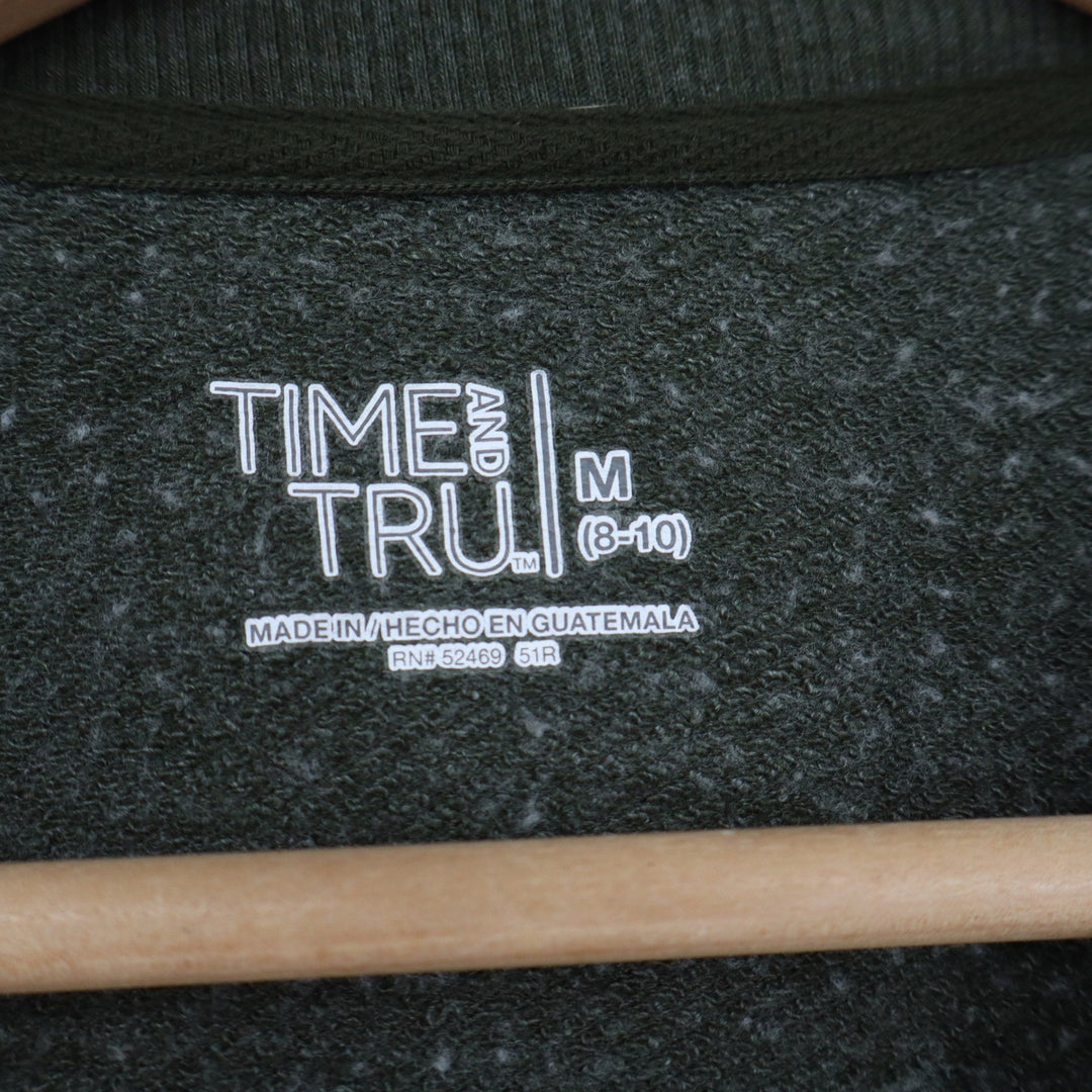 Time and Tru Sweatshirt Womens M Green Pullover Crew Neck Relaxed Fit Excellent