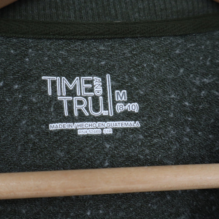 Time and Tru Sweatshirt Womens M Green Pullover Crew Neck Relaxed Fit Excellent