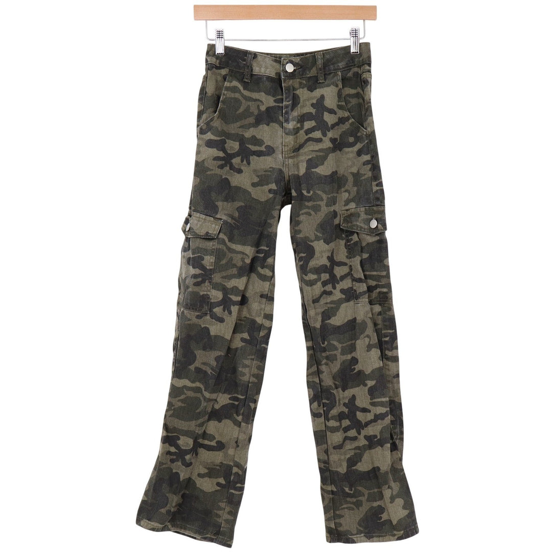 SHEIN Cargo Pants Women XS Petite Green Camo Utility Excellent