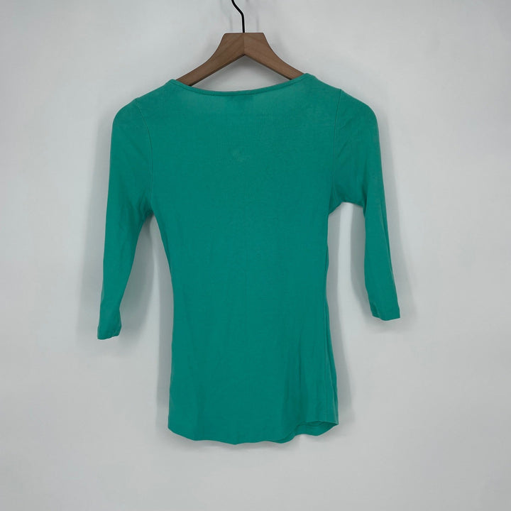 EXPRESS Teal 3/4 Sleeve Boat Neck Pocket Tee Top Women's Size SP
