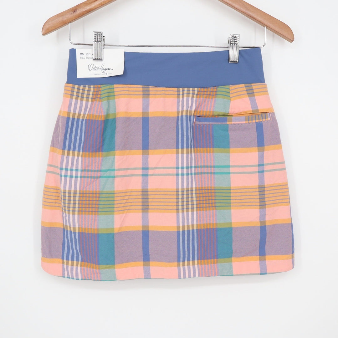Walter Hagen Womens XS Modern Madras Plaid Lightweight Core Golf Skort P11 16"