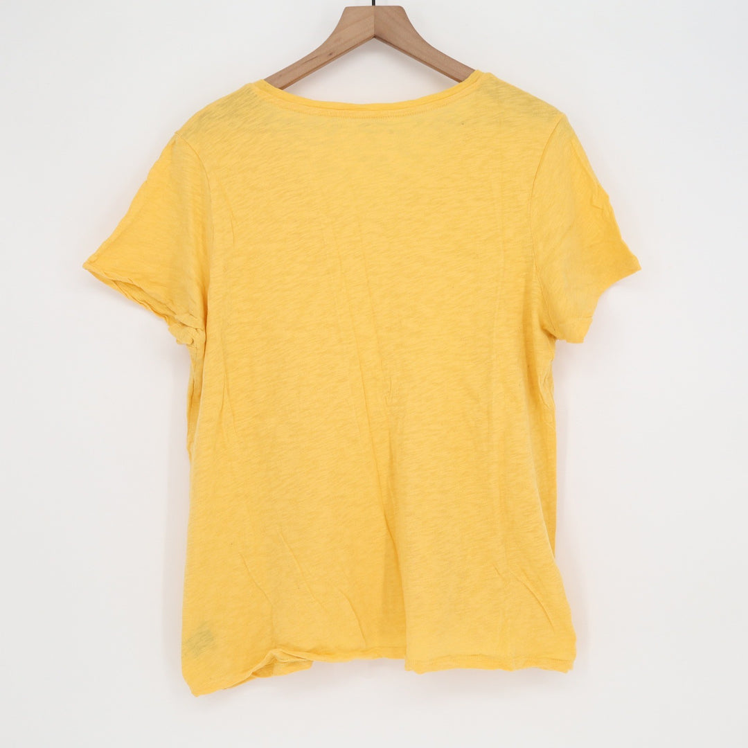 Unknown T-Shirt Womens 2X V-Neck Yellow Slub Cotton Short Sleeve Excellent