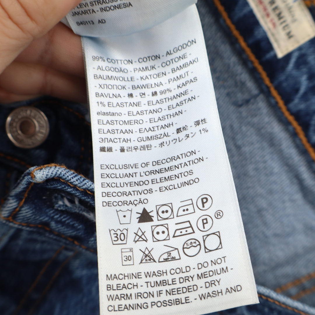 Levis Premium 501 Original Cropped Distressed Jeans Blue 28x26 Medium Wash