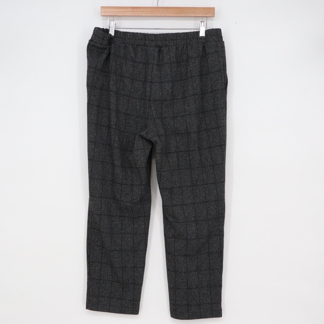 A New Day Womens Charcoal Grey Plaid Pull On Straight Leg Trousers Size L