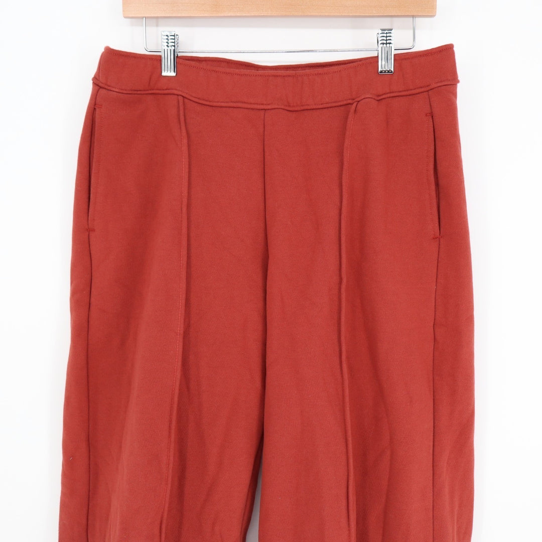American Giant Pintuck Flare Pants Women Large Spiced Apple Cotton Slash Pockets