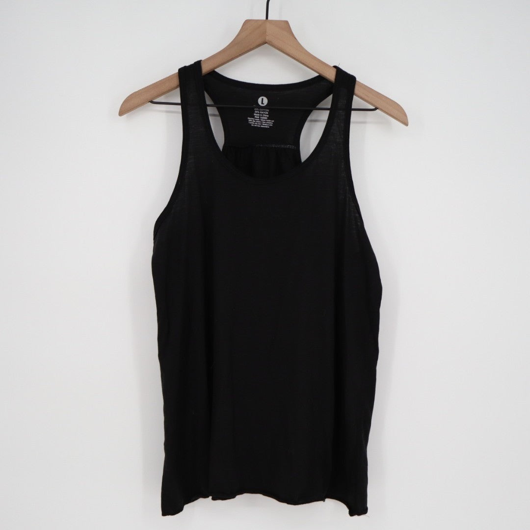 Epic MMA Gear Workout Tank Top Womens Large Black Pleated Racerback Round Neck